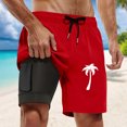 thumbnail image 2 of Mens Cargo Shorts Swim Trunks Compresssion Liner Inseam Board Shorts Bathing Suit With Pockets Running Shorts Red S, 2 of 4
