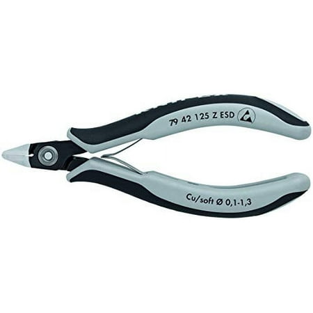 UPC: 0843221023393 | Knipex 7942125ZESD 5 In. Precision Electronics Diagonal Cutters-esd-comfort Grip