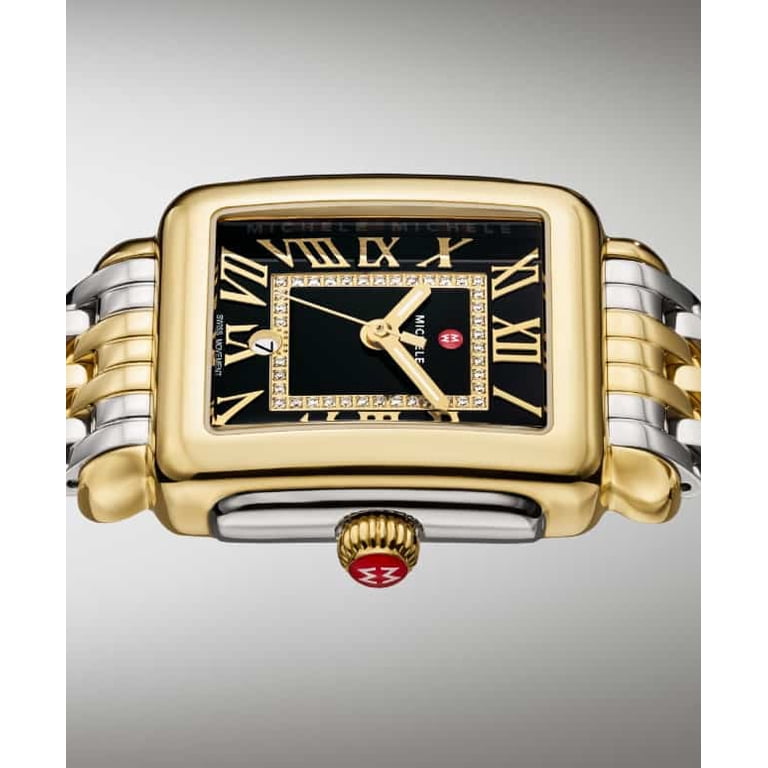 Michele Deco Madison Diamond Black Dial Two-Tone 18K Gold-Plated