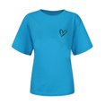 thumbnail image 5 of AherBiu Hauts d'Été pour Femmes Manches Courtes T-Shirts Confortables Imprimé Cœur Col Rond Basiques Blouse, 5 of 5