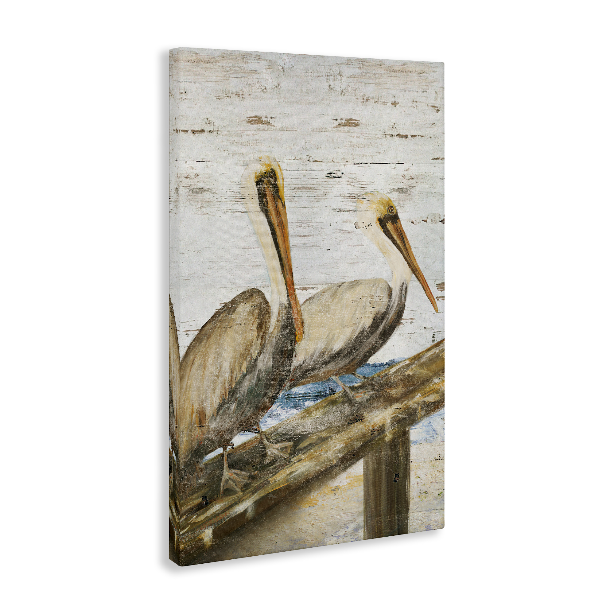 Stupell Industries Rustic Pelicans Perched Animals & Insects Painting Gallery Wrapped Canvas Art Print Wall Art, 16 x 24