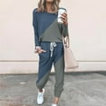 thumbnail image 2 of successthop Sweatsuits 2 Piece Set Womens Plus Size Long Sleeve Crewneck Top and Jogger Pant Color Block Outfits, 2 of 5