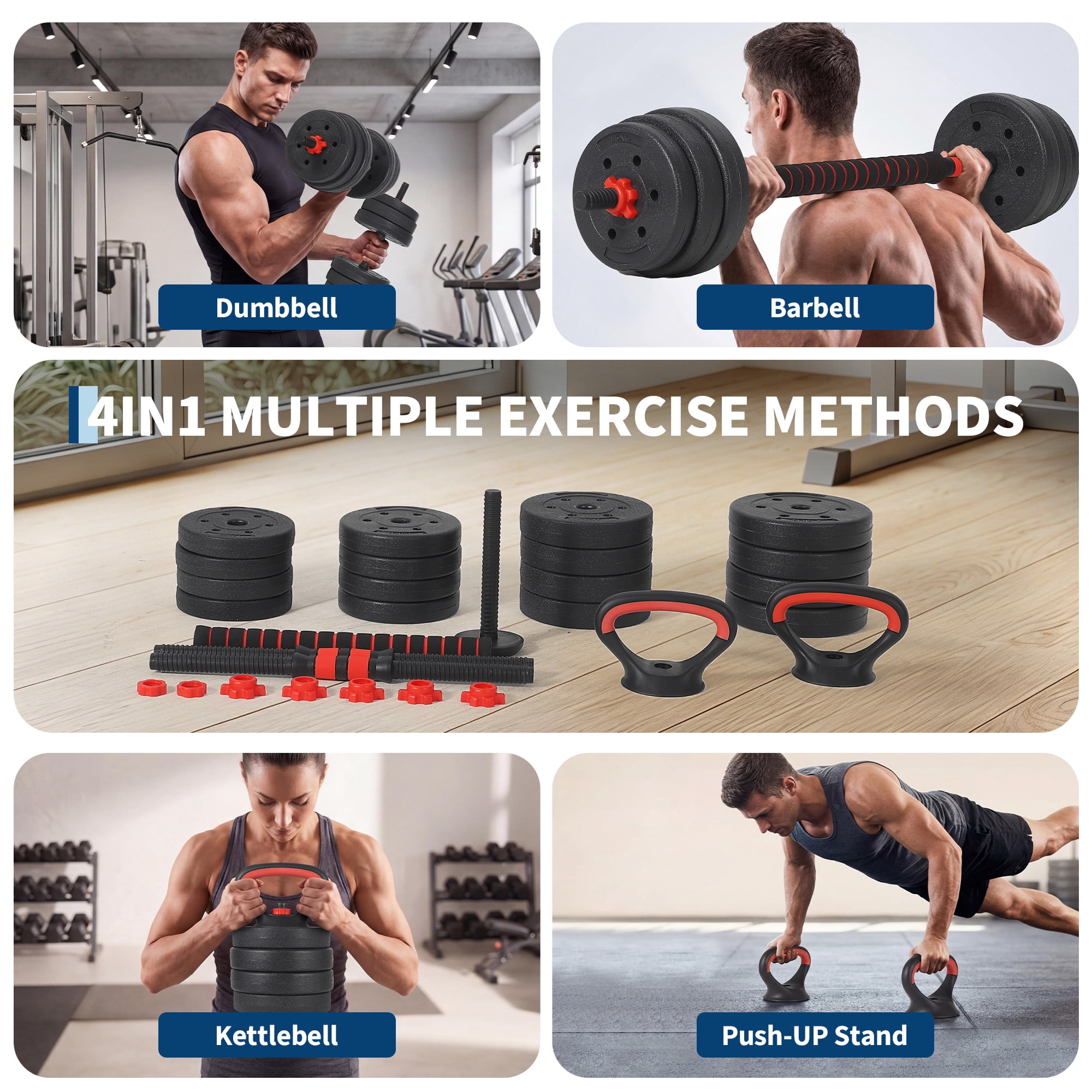 GARVEE  Adjustable Dumbbells Set,5 in1 66lbs Free Weight Sets Convertible to Dumbbell,Barbell,Kettlebell & Push-Up Stand,Weight Plate,Fitness Exercises for Home Gym Full Body Strength Training