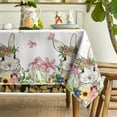 thumbnail image 3 of Easter Tablecloth 60×60 Inch, Spring Flower Bunny Washable Table Cover for Party Picnic Dinner Decor, 3 of 6