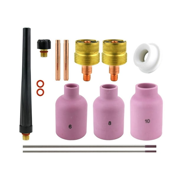 Consumables Kit for 9-20-25 Series TIG Torches with Large Diameter Gas Lens Set-Up - Sizes: 0.040" and 1/16" with Tungstens (Model: AK-1-LDGL-T)