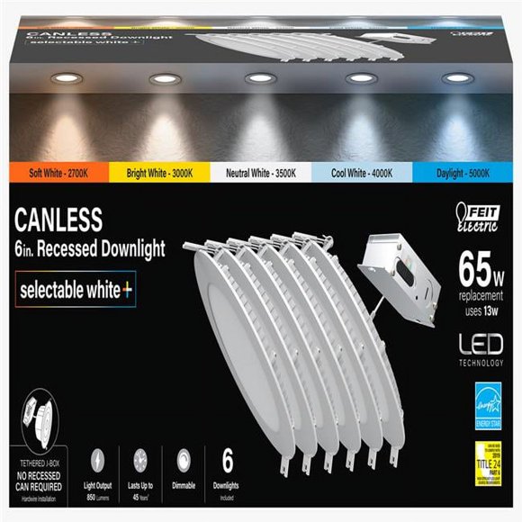 Feit 3000312 6 Po. 13 Watts Downlight Encastré Électrique Blanc à LED