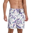 thumbnail image 2 of Kdxio Lavender Flowers Print Mens Sleep Shorts Bottoms Soft Comfy Pajama Wear Pants with Drawstring Pockets, 2 of 7