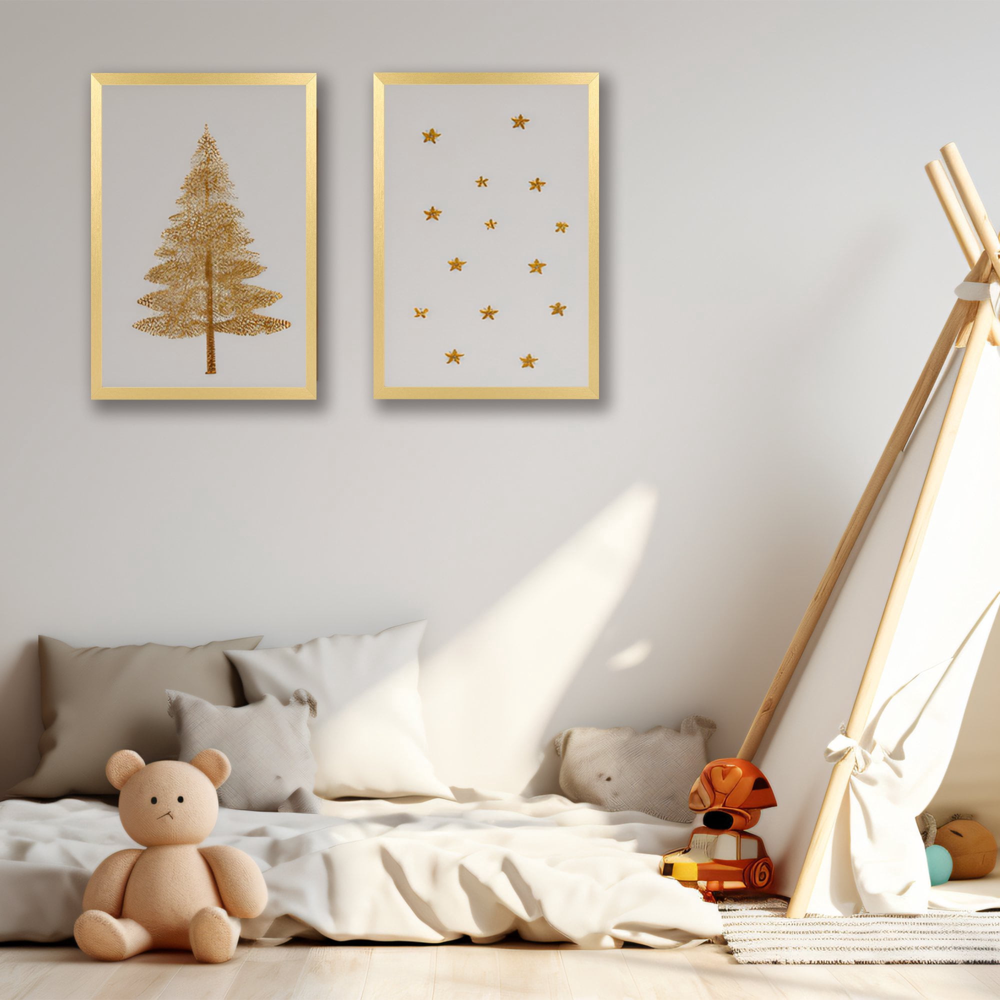 KAIWIN 3 Pack Poster Frames 16x24 Plastic Picture Frame for Horizontal and Vertical Wall Mounting,Gold
