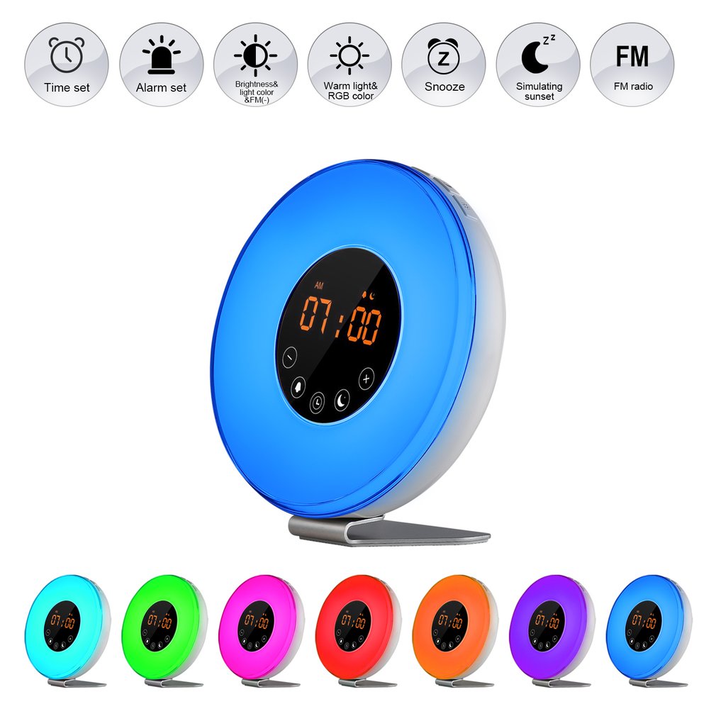 Sunrise Alarm Clock Digital LED Time Display Morning Wake Up Alarm