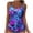 001 Blue, variant on Oplxuo Two Piece Tankini Swimsuits for Women with Shorts Tummy Control Bathing Suits Athletic Swimwear