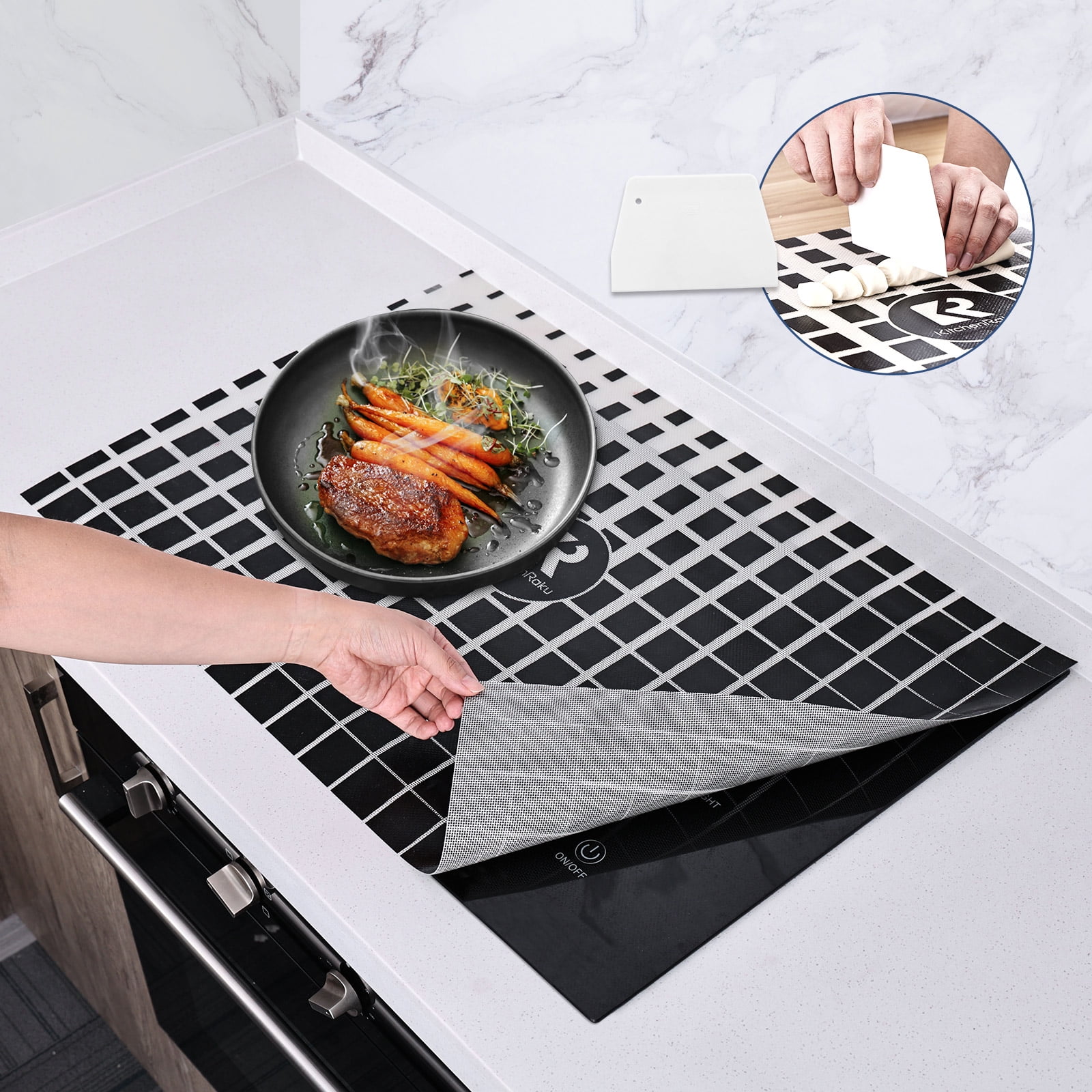 KitchenRaku Large Induction Cooktop Protector Mat, Electric