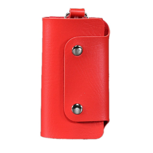 ruzhgo PU Leather Car Key Chain Ring Soild Color Keys Holder Pouch Case Organizer Bags Car Accessories Red