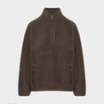 thumbnail image 3 of Czanzd Women's Oversized Sherpa Fleece Half-Zip Pullover Warm Stand Collar Side Pockets Fall Winter Outerwear(Brown,XS), 3 of 6