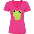 thumbnail image 3 of Inktastic Cute Frog, Little Frog, Baby Frog, Green Frog Women's V-Neck T-Shirt, 3 of 5