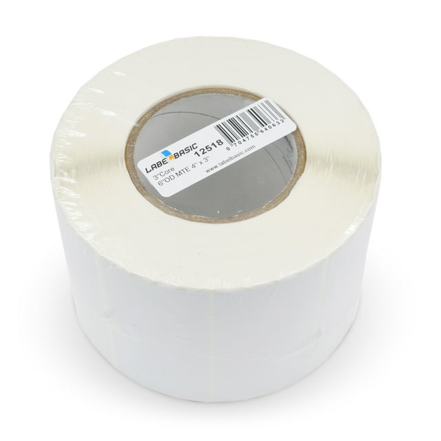 4" x 3" Matte Inkjet Label Rolls 900 Labels Per Roll, 3 Inch Core, 6 Inch OD