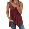 thumbnail image 2 of Hauts de Sortie Mode Femmes Décontracté Col en V Fermeture Éclair Blouse Ajourée Débardeurs pour Femmes en Liquidation, 2 of 3
