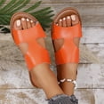 thumbnail image 5 of KIJBLAE Women's Wide Width One Band Open Toe Slide Sandals, Fashion Comfort Casual Outdoor Beach Slippers Spring Summer Orange 40, 5 of 8