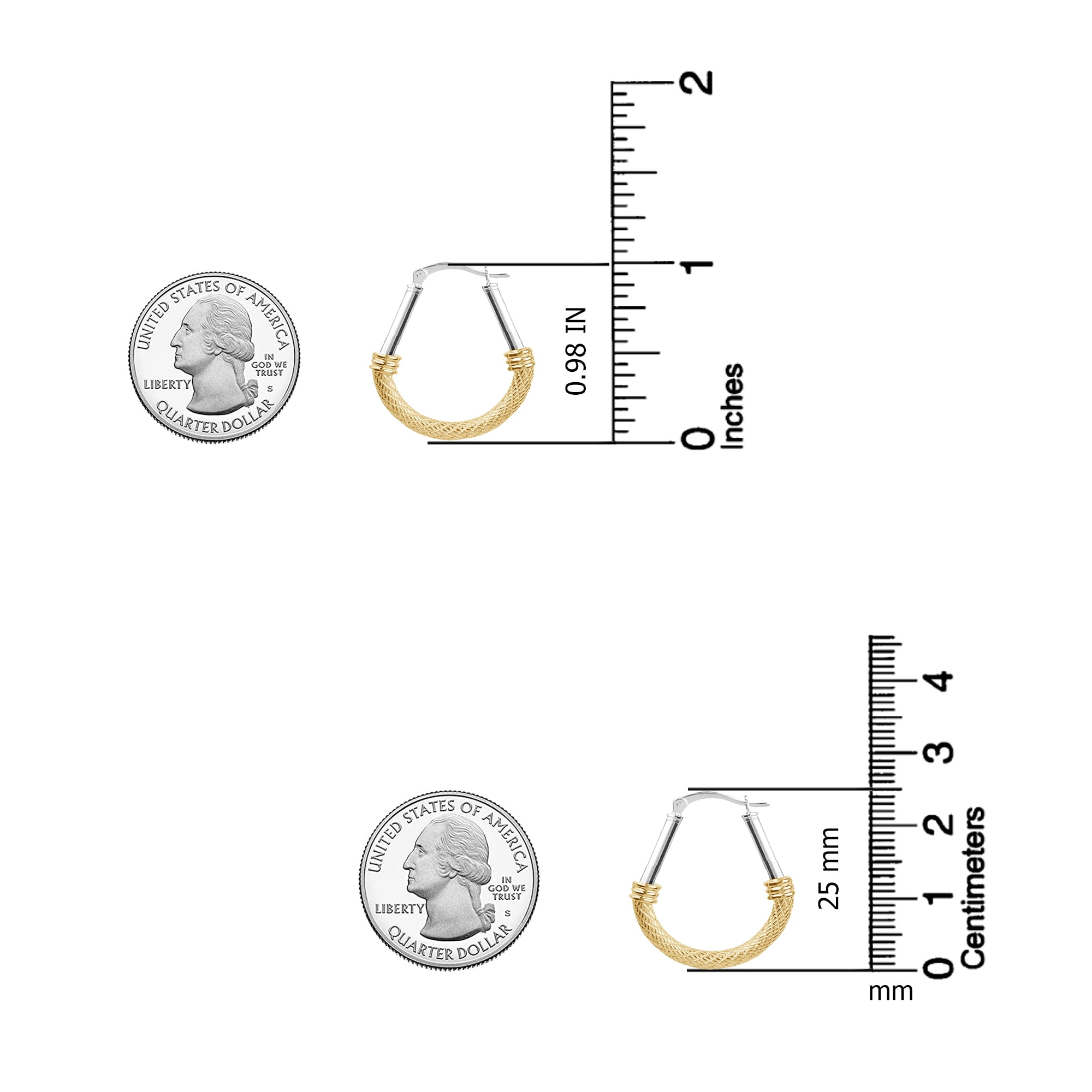LeCalla 925 Sterling Silver Italian Design Two-Tone Diamond-Cut Hypoallergenic Oval Hoop Earrings for Women and Teen 25MM