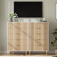 thumbnail image 4 of Modern 5-Drawer Wood Dresser with Gold Handles and Base, Tall Storage Cabinet for Bedroom, Living Room, Closet, Hallway, Entryway, Oak, 4 of 7