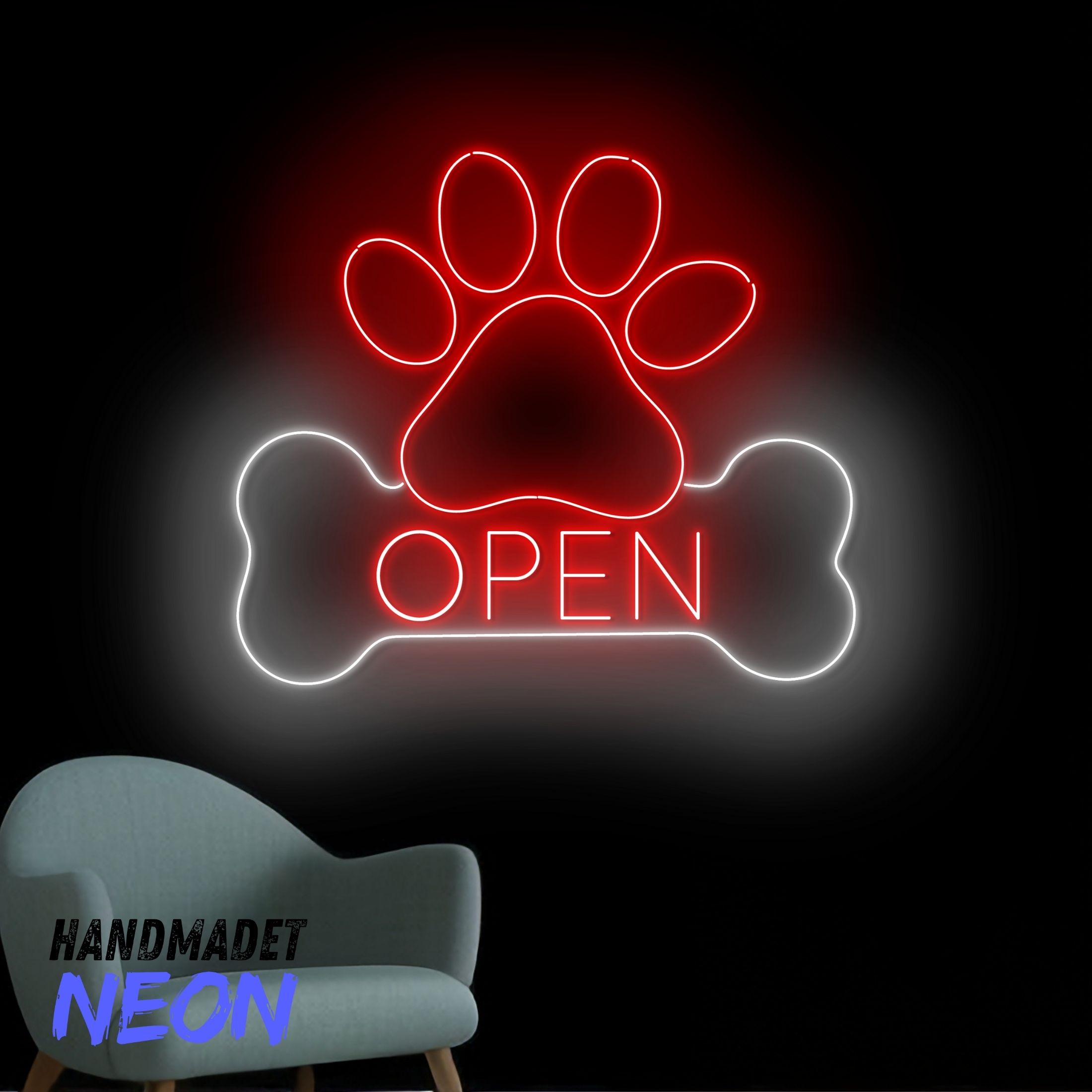 Handmadetneonsign Pet Grooming Open Neon Sign, Dog Paw Bone Led Sign, Dog Cat Shop Light Art, Pet Spa Wall Decor 80997