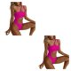 thumbnail image 3 of Sonducket Poliéster Mujer Bikinis Elástico Irregular Sexy Elegante Color sólido Natación Traje de baño Traje de baño Accesorios Rosa Rojo L Rosa roja L 2Conjunto, 3 of 6