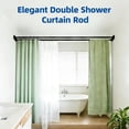 thumbnail image 3 of Double Shower Curtain Rod 30 to 105 Inches, Adjustable Wall Mounted Double Shower Rod, Heavy Duty and Rustproof Shower Curtain Pole for Bathroom, Laundry Room, Bathtub, Black, 3 of 8