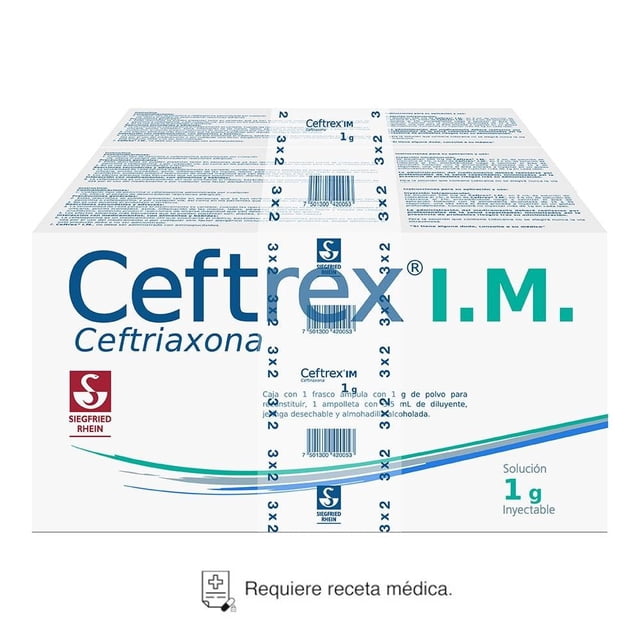 Ceftrex Ceftriaxona 1 g I.M. 1 g solución inyectable 3 cajas