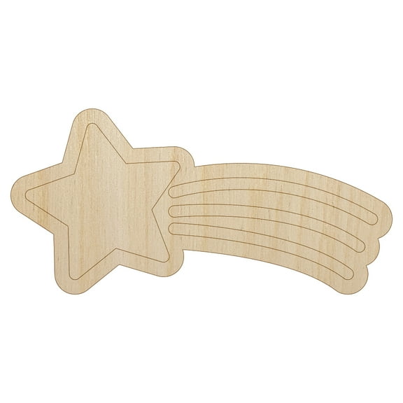 Shooting Star Wood Shape Unfinished Piece Cutout Craft DIY Projects - 4.70 Inch Size - 1/8 Inch Thick