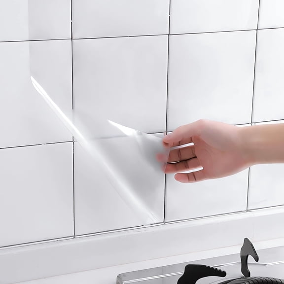 Asoricing Clear Contact Paper, Clear Wall Protector, Self-Adhesive, Kitchen Backsplash Wall Protector for Cupboard Doors, Walls, Kitchen, 23.6in X 6.56ft