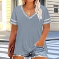 thumbnail image 2 of BUIGTTKLOP Oversized T-Shirt for Women V Neck Short Sleeve Shirts Solid Color Summer Basic Tees Loose Tunic Tops, 2 of 8