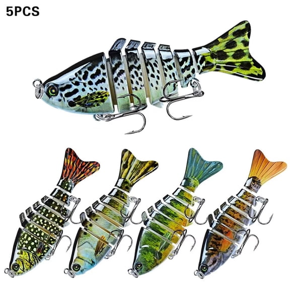 5Pcs/Set Bass Fishing Lures for Freshwater Saltwater Lifelike Multi Jointed Swimbait