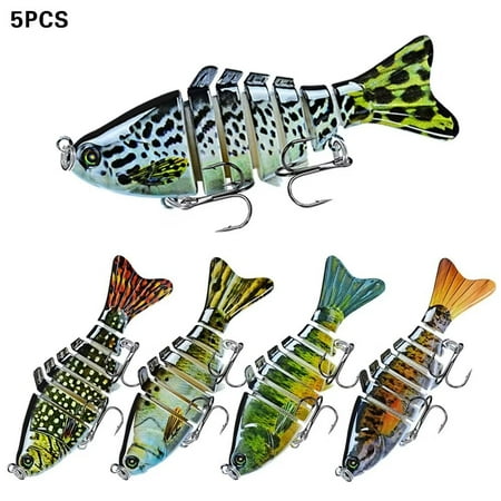 5Pcs/Set Bass Fishing Lures for Freshwater Saltwater Lifelike Multi Jointed Swimbait