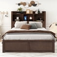 thumbnail image 2 of Full Size Platform Bed with Twin Size Trundle and 2 Drawers,Platform Bed Frame with Pull Out Shelves,Bookcase Headboard and Charging Station,Espresso, 2 of 7