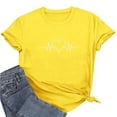 thumbnail image 5 of Valentines Day Shirt for Women Heart Print Round Neck Tee Fashion Casual Short Sleeve Tops ,Yellow,3XL, 5 of 7