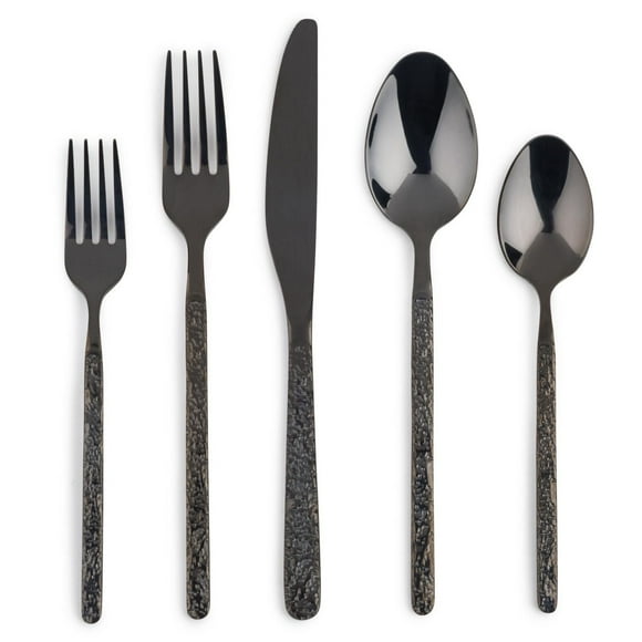 "Thyme & Table Lumi Noir Ensemble de Couverts 20 Pièces, Service pour 4" Ensemble de couverts