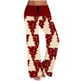 thumbnail image 2 of Ofreoo Christmas Linen Pants For Women High Waisted Pants Drawstring Elastic Business Casual Pants Loose And Comfortable Commuting Pants With Pockets, 2 of 6