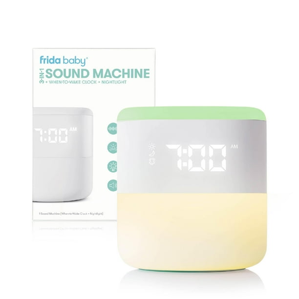Despertador, máquina de sonido, luz nocturna Frida Baby, 3 en 1