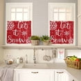 thumbnail image 4 of Christmas Snowflakes Kitchen Curtains and Valances Set, Winter Snow Red Background Simple Rod Pocket Window Valance 18 Inch Window Curtain Panels for Living Room Bedroom Laundry, 27.5x24in, 3 Pieces, 4 of 7