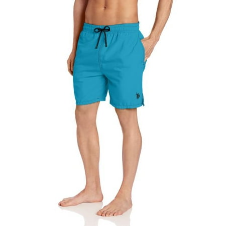 U.S. Polo Assn. Mens Peached Microfiber Swim Short, Surf Blue, 3X