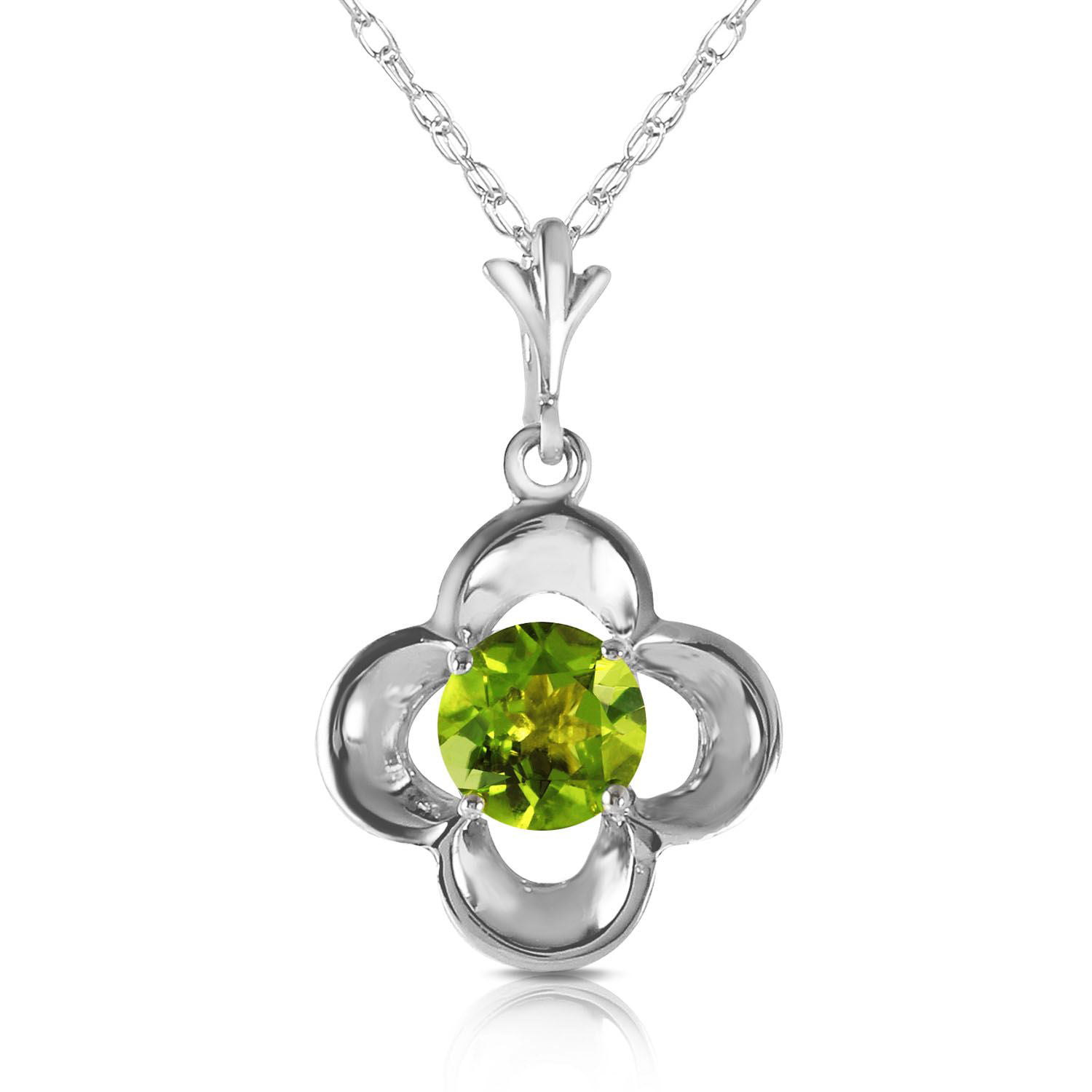 ALARRI 0.55 CTW 14K Solid White Gold The Mind Shines Peridot Necklace with 20 Inch Chain Length