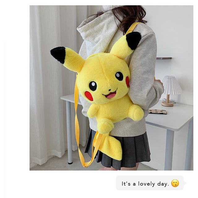 Sanrio-Bolsa de felpa de Cinnamorol, Mymelody, Kuromi, Onpompurin, Hello Kitty, Pikachu, Anime Kawaii, mochila de hombro, bandolera