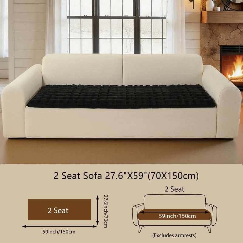 OHSIO Couch Cover for Pets, Non-Slip Fuzzy Sofa Slipcover, Washable Soft Sofa Protector for Couch Sofa and Sectional (Black, 27.6'' x 59'')