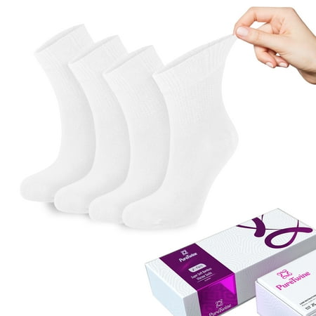 PureTwine Diabetic Socks for Women 4-6-8 Pair Neuropathy Ankle Socks for Ladies Super Soft Thin Bamboo Viscose Material Durable with Seamless Toe and Non-Binding Loose Top 4 Seasons