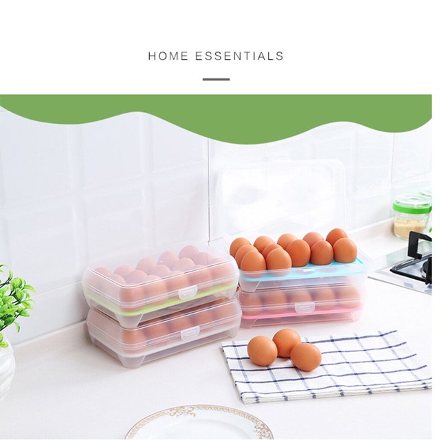 15 Grid Egg Storage Box Refrigerator for Kitchen Plastic Storage Containers with Lid Fresh Keeping Boxes Household Eggs Holder for Kitchen Pink