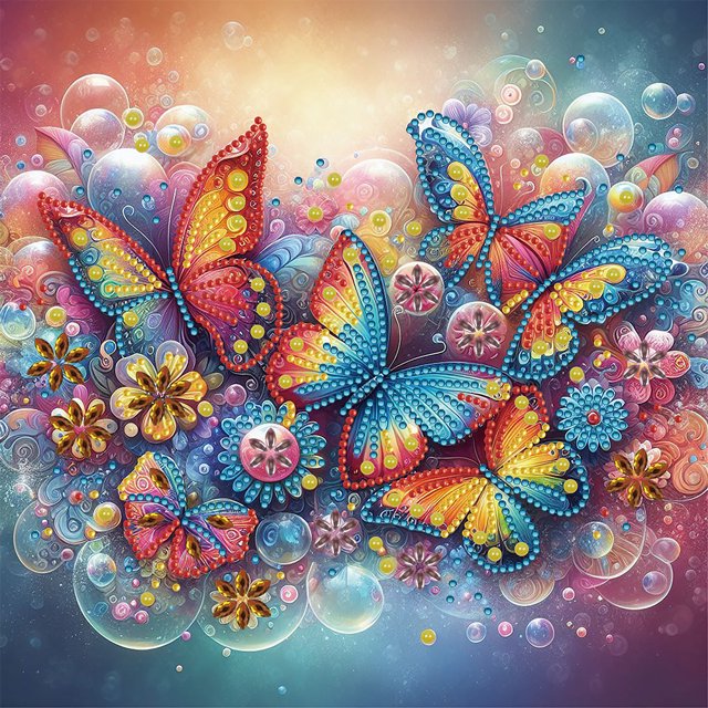 (HQ032) Serie Mariposa Diamante Parcial Pintura Resina Diamante Con Forma Especial 30*30cm