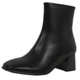 thumbnail image 2 of Delicious Women's Square Toe High Top Mid Block Heel Ankle Bootie, Black PU ,  8 M US, 2 of 6