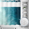 thumbnail image 2 of No Hook Shower Curtain, Blue Teal Ombre Shower Curtains for Bathroom with See Through Top Window, Coastal Beach Modern Abstract Art Waterproof & Washable Bath Curtain 66"x72", 2 of 9