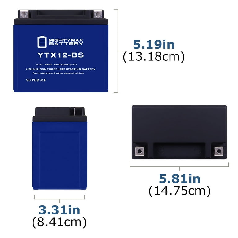 YTX12-BS Lithium Replacement Battery compatible with Honda