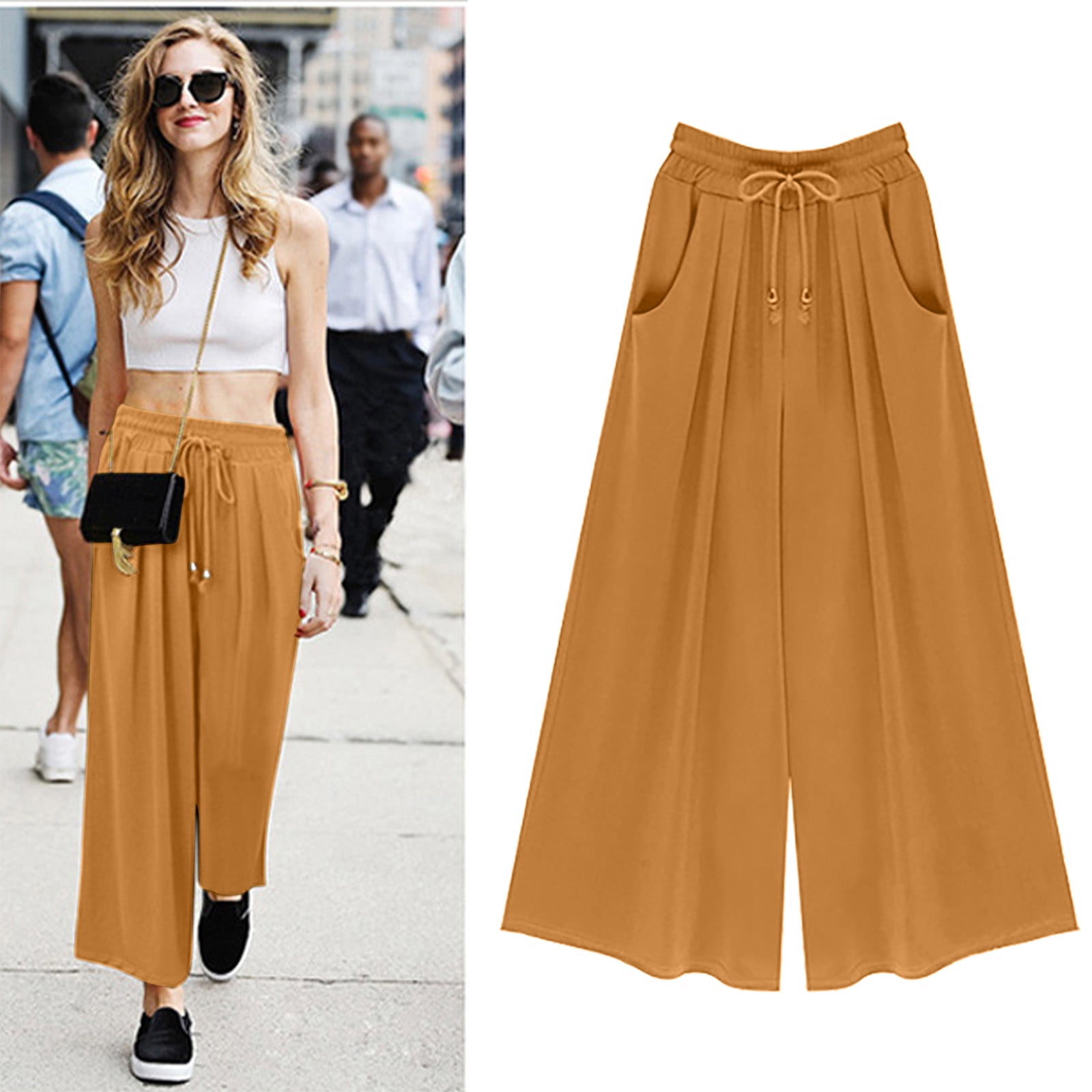 SELONE Wide Leg Pants for Women Dressy Casual High Waist High Rise Plus