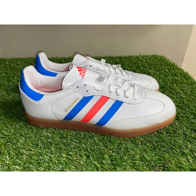 Adi-das VeloSamba Vegan White Blue Rush Cycling Shoes Mens Size 12 GW5323 NEW
